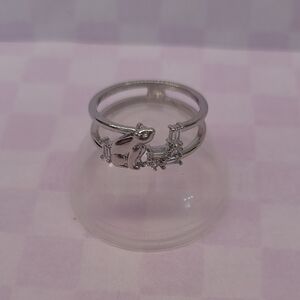 Silver Polar Bear & Crystal Accent Ring